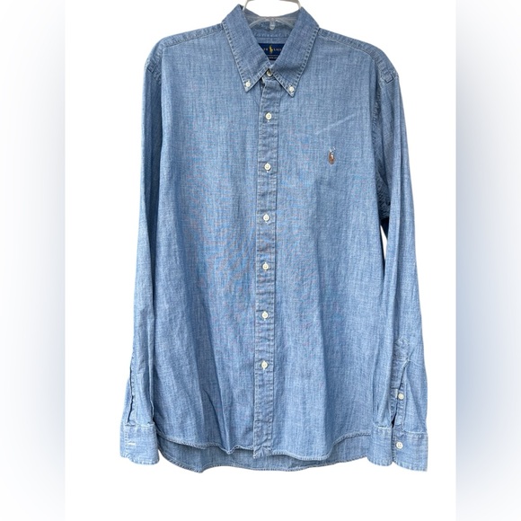 Ralph Lauren Men's Size XL Casual Blue Chambray Button Down Shirt - Picture 1 of 8